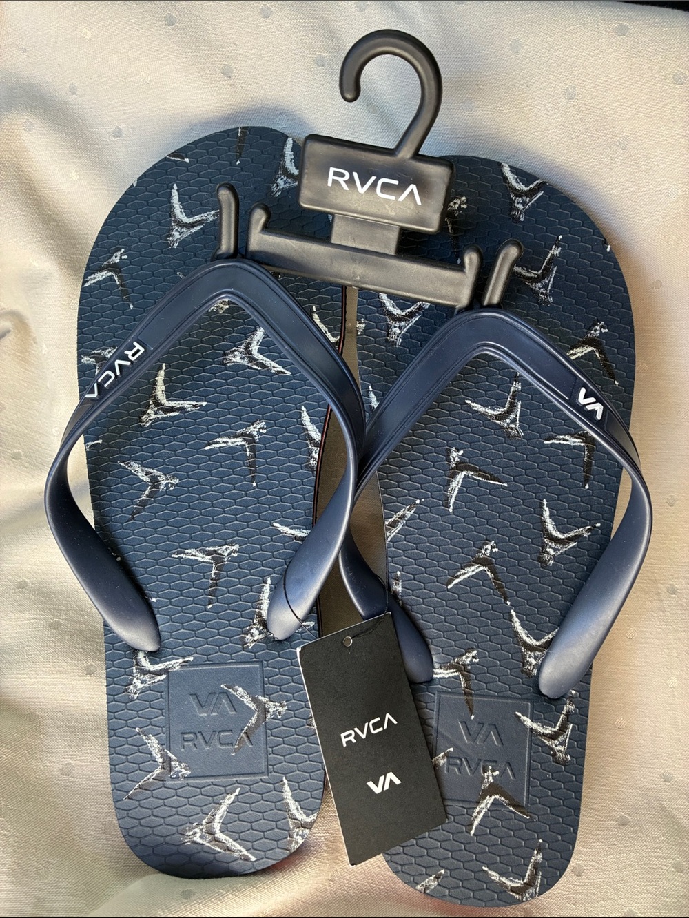 RVCA Men’s Navy Blue Patterned Flip Flops